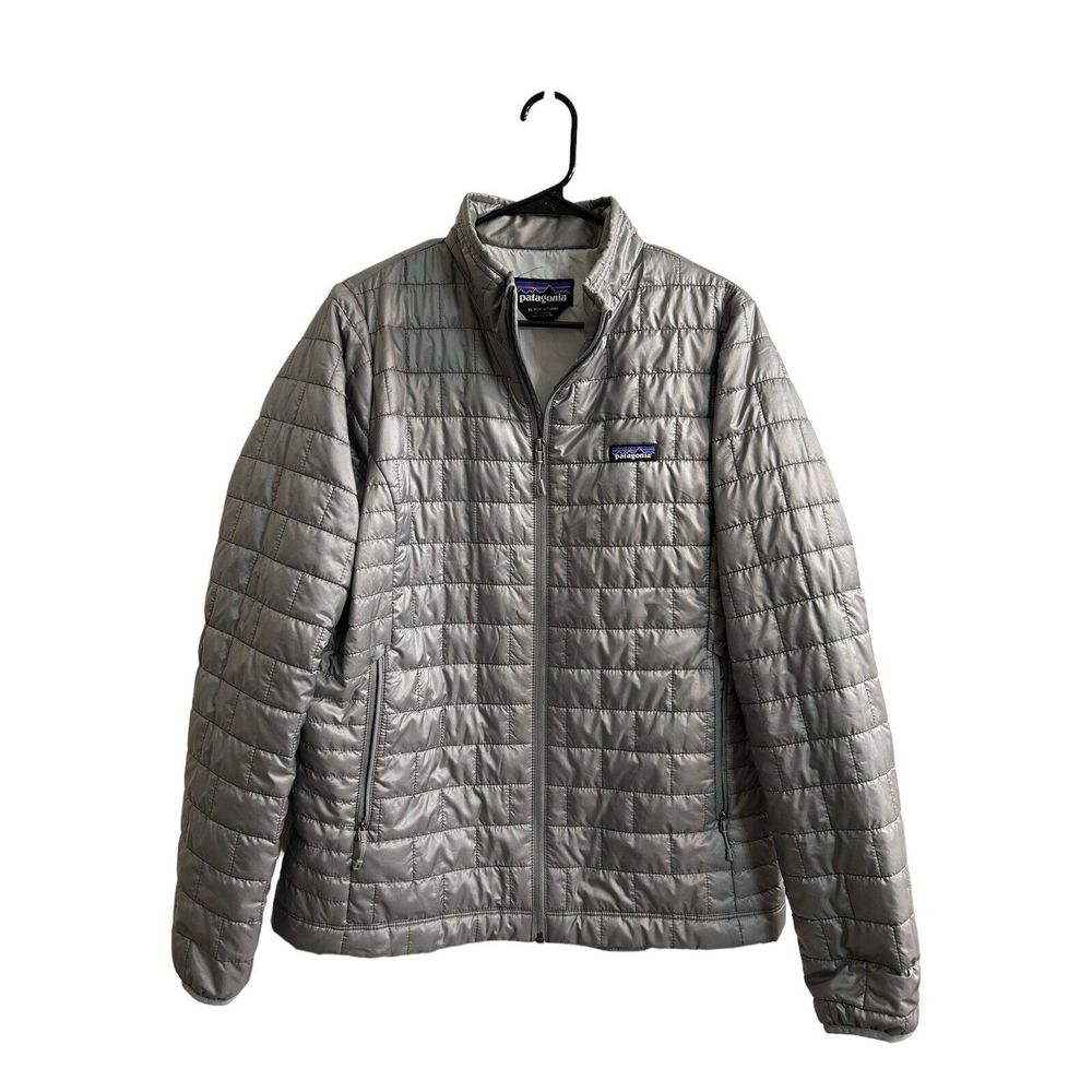 Patagonia Women’s Nano Puff Hoody Jacket Feather Gray Size XL MINT COND